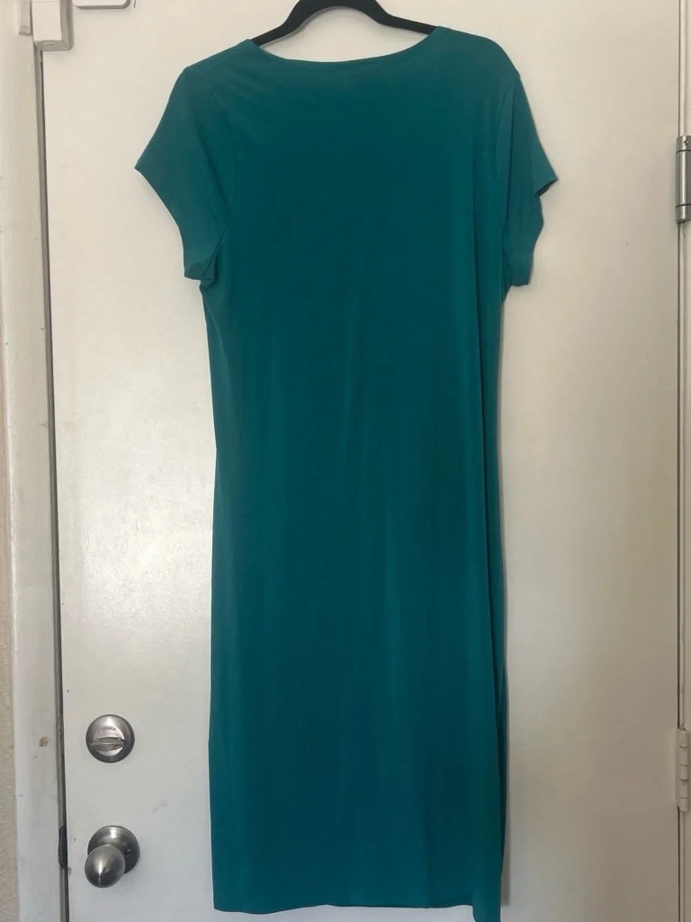 Avenue Teal Faux-Wrap Draped Midi Dress